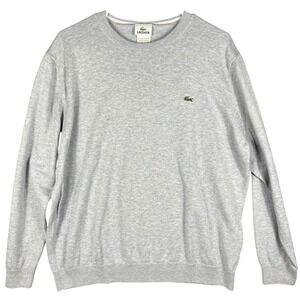 Lacoste Sweater Mens XL Grey Cotton Crewneck Logo Pullover AH2985